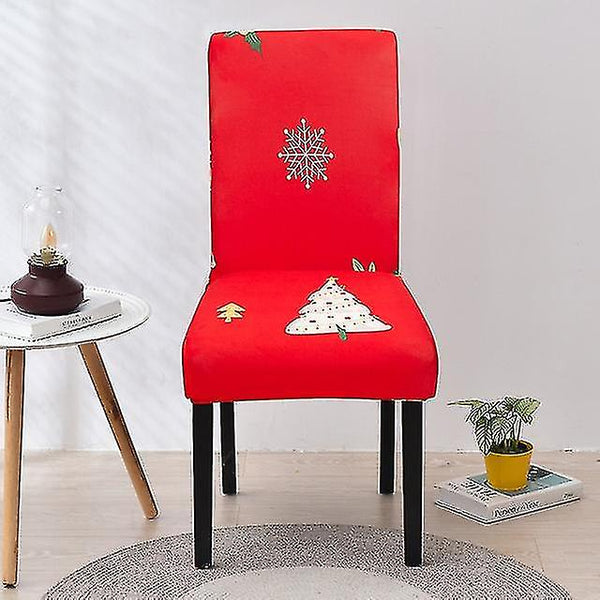 Chair Cover Bright Red White Christmas Tree Design Anti Dirt Elastic Slipcovers