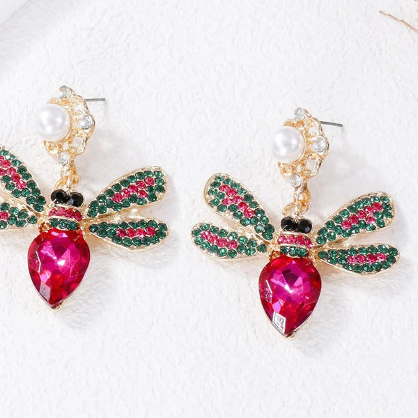 Veile Studios Natural Stone Bee Dangle Earrings