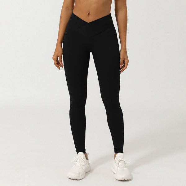 Cross V Shaped Yoga Cropped Pants Without T Line Peach Hip Lifting Fitness Quick Drying Sports Activewear Pants