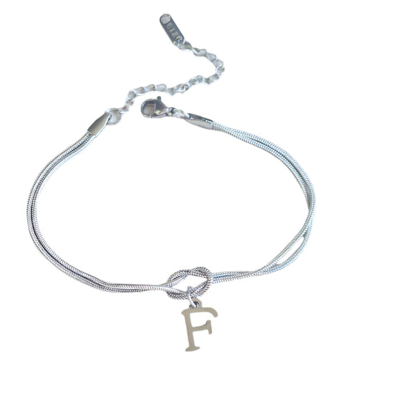 Veile Studios Letter A Z Love Knot For Women Couple Gold Colour Dainty Snake Chain Bracelets