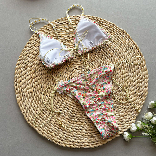 Style Bikini With Ties And Prints Two Piece Women's Swimsuit Swimwear