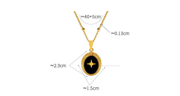 Geometric Jewelry Dripping Oil Star Elliptical Titanium Steel Pendant Necklace Necklaces & Pendants