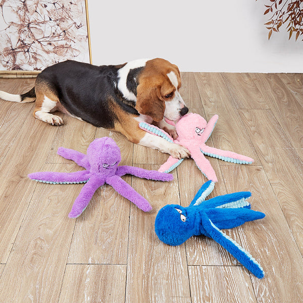 Octopus Shaped Indestructible Plush Dog Toy Squeaky & Bite Resistant Pet Supplies Dog Toys