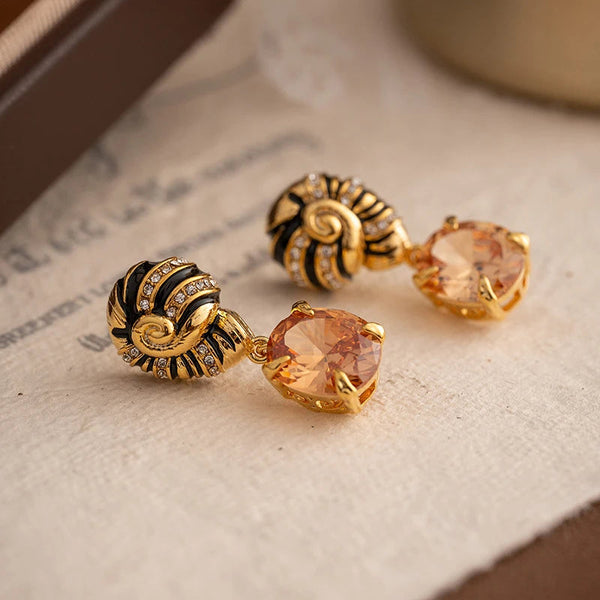 Veile Studios Drip Oil Palace Style Zircon Stone Pendant Screw For Elegant Occasions Earrings