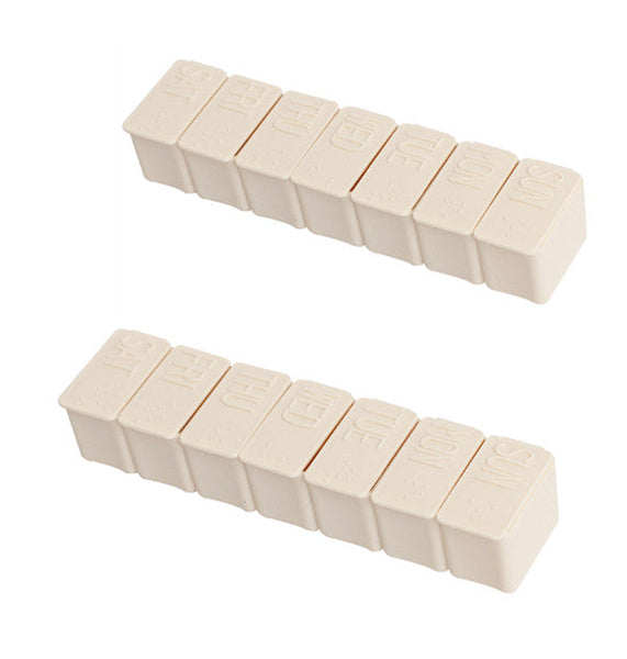 2Pcs Seven Grid Portable Pill Box Pill Boxes