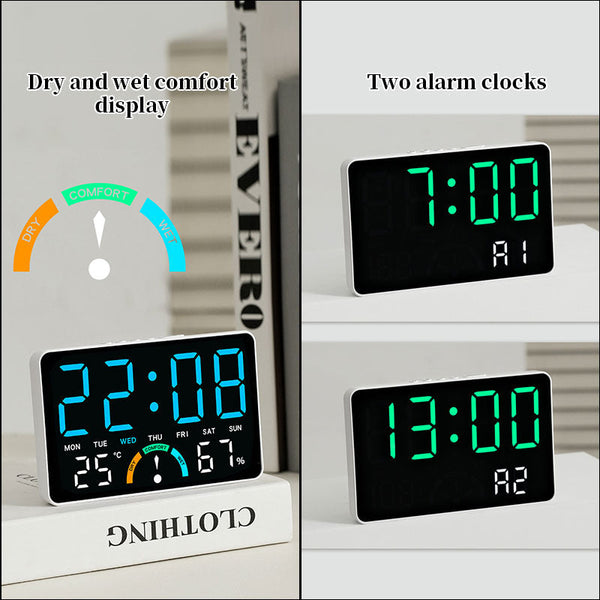 Digital Alarm Clock With Temperature & Humidity Display Dual Snooze Alarm Clocks & Clock Radios