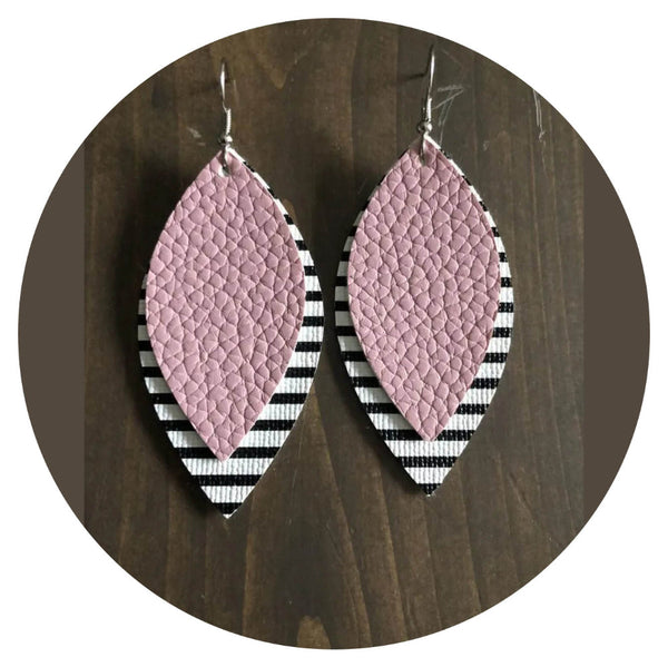 Pu Leather Leaf Dangle Earrings