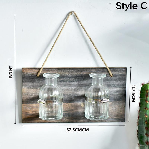 Glass Vase On Hanging Wall Plaque Decor Vases