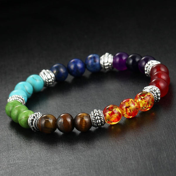Veile Studios Natural Stone Colourful Chakra Energy Yoga Bracelet Fashion Jewellery Bracelets