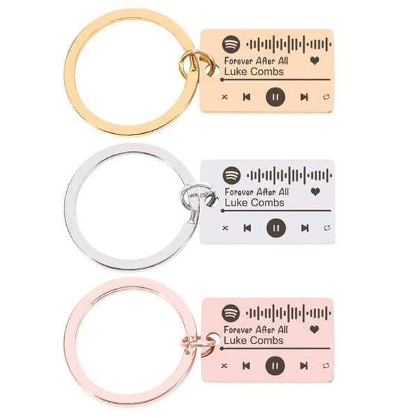 Mipgs Personalized Diy Custom Music Scan Code Keychain Stainless Steel Keyrings