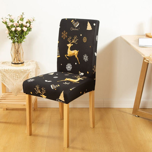 Chair Cover Black With Gold Icon Design For Dining Room Kitchen Events Slipcovers