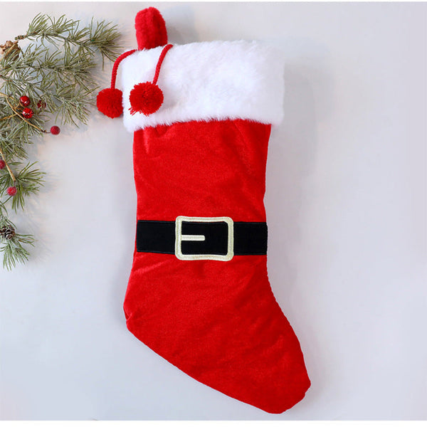 Festive Large Letter Christmas Stocking Red And White Stripe Tree Ornament Creative Holiday Decoration Seasonal Decorations