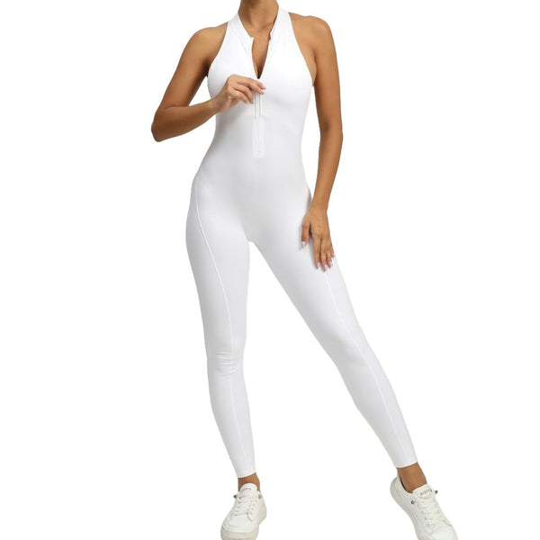 Zippered Yoga Fitness Jumpsuit Sleeveless Tummy Control Stretch Shapewear Sportswear Jumpsuits Rompers & Playsuits