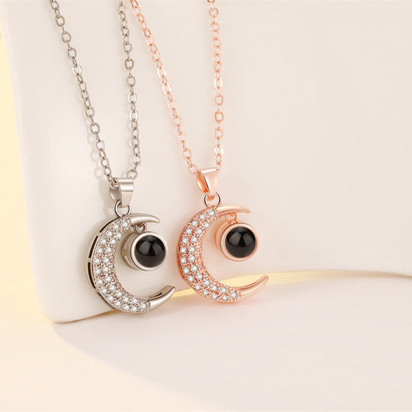 100 Languages I Love You Necklace New Creative Star Moon Decoration Short Leather Rope Clavicle For Women Necklaces & Pendants
