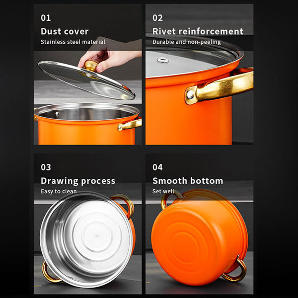 12 Piece Wine Red Non Stick Stainless Steel Soup Pot Set Induction Friendly For Kitchen Use. Saucepans & Stockpots