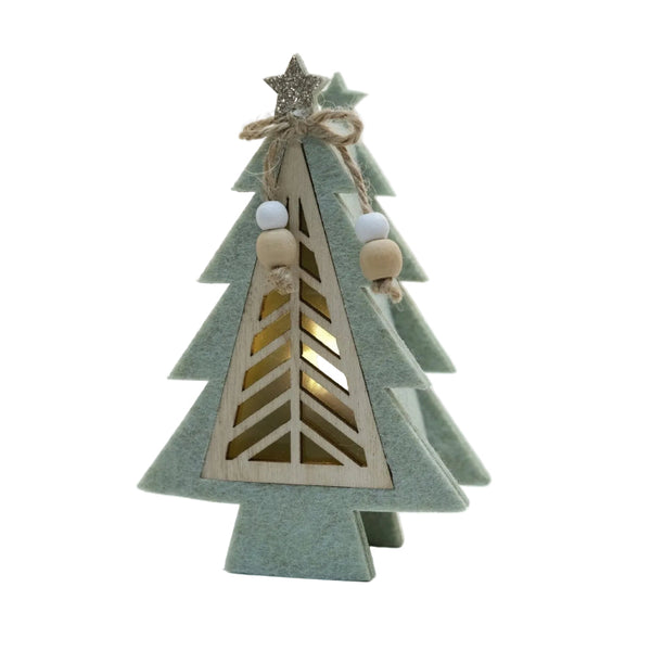 Felt Light Up Mini Wooden House Christmas Tree Desktop Bar Counter Atmosphere Decoration Festival Ornament Seasonal Decorations