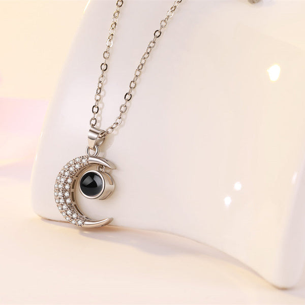 100 Languages I Love You Necklace New Creative Star Moon Decoration Short Leather Rope Clavicle For Women Necklaces & Pendants