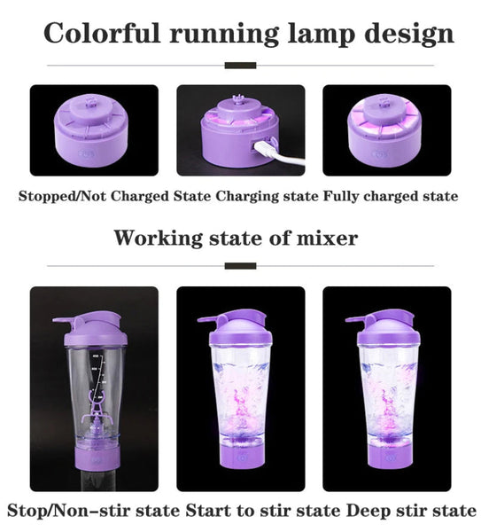 450Ml Electric Stirring Cup Spiral Pattern Vortex Protein Powder Shake Automatic Colorful Running Lantern Other Kitchen Gadgets