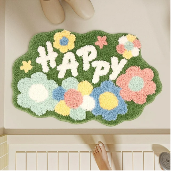 Bathroom Rugs Non Slip Soft Microfiber Mat Extra Water Absorbent Floral Shower Floor Carpet Bath Mats Rugs & Toilet Covers