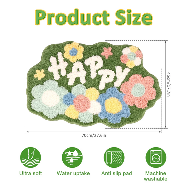 Bathroom Rugs Non Slip Soft Microfiber Mat Extra Water Absorbent Floral Shower Floor Carpet Bath Mats Rugs & Toilet Covers