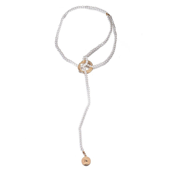 Veile Studios Pearl Pendant Necklace For Women Beaded Long Tassel Sweater Collar Chain Necklaces & Pendants