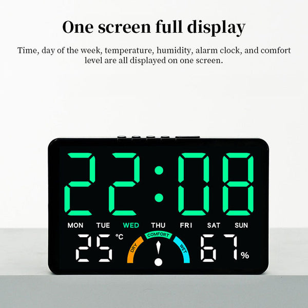 Digital Alarm Clock With Temperature & Humidity Display Dual Snooze Alarm Clocks & Clock Radios