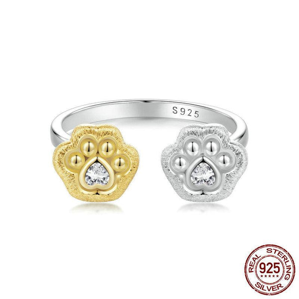 Veile Studios Silver Charm Original 18K Gold Plated Claw Print Open Ring Asymmetric Design Rings