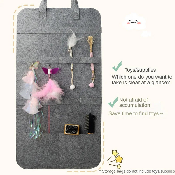 Pet Storage Bag Cat Toy Storage For Cat Stick Toys Catnip Toy Dog Comb Cat Interactive Toy Pet Toys Organizer Pet Products Cat Toys