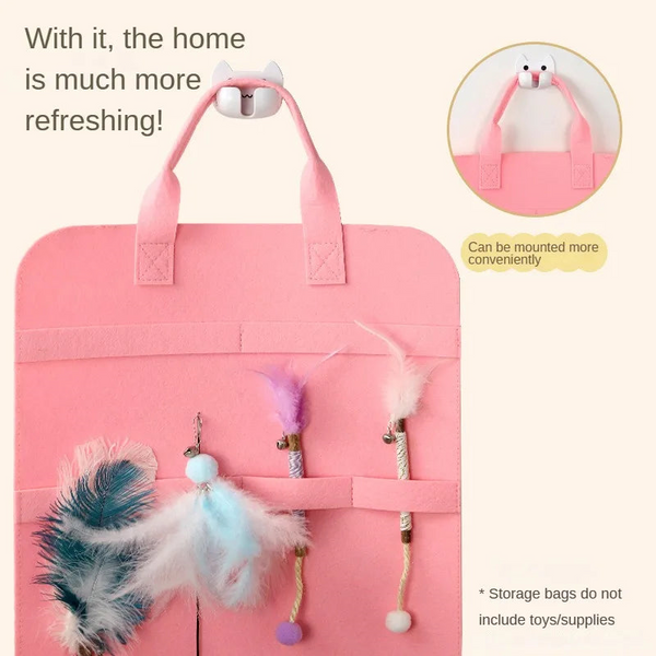 Pet Storage Bag Cat Toy Storage For Cat Stick Toys Catnip Toy Dog Comb Cat Interactive Toy Pet Toys Organizer Pet Products Cat Toys