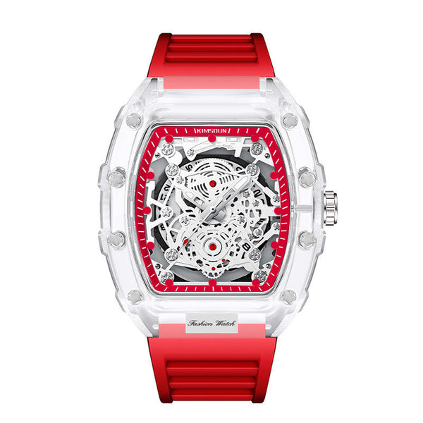 Cross Border Watch Unique Barrel Shaped Quartz Fashion Transparent Men's Waterproof Wristwatch Watches