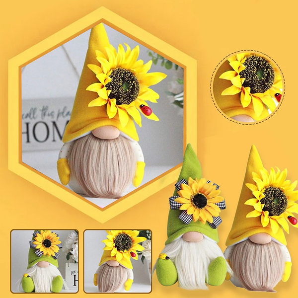 Bee Gnome Spring Sunflower Doll Decor Handmade Bumble Plush Faceless Ornaments Bedroom Desktop Gnomes Seasonal Decorations