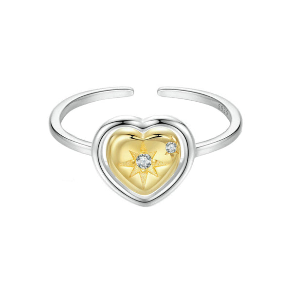 Veile Studios Yinziyun Original Couples 18K Gold Plated Love Splicing Open Ring S925 Silver Rings