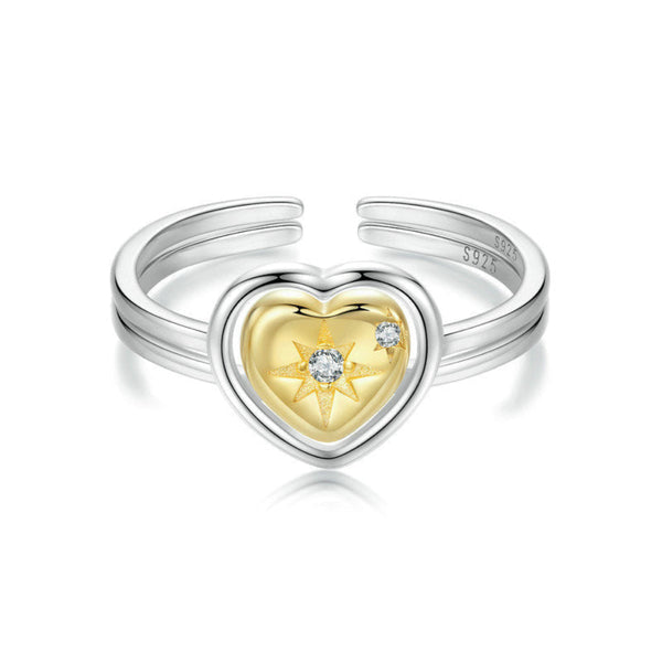 Veile Studios Yinziyun Original Couples 18K Gold Plated Love Splicing Open Ring S925 Silver Rings