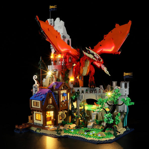 21348 Dragon And Dungeon Red Legend Led Lighting Toys Decorative Lights Gift Building Blocks