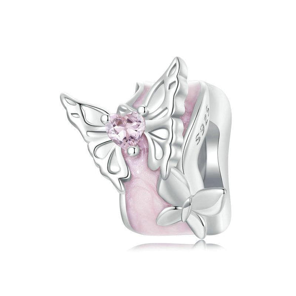 Veile Studios Silver Charm Pink Butterfly Diy Silicone Positioning Bracelet With Beads Bracelets