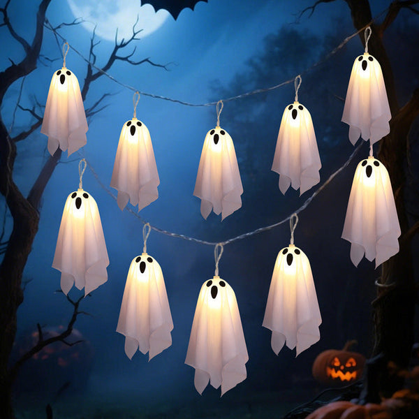 Halloween Ghost Lights 8 Mode Waterproof String For Indoor/Outdoor Party Haunted House Fireplace Porch Seasonal Decorations
