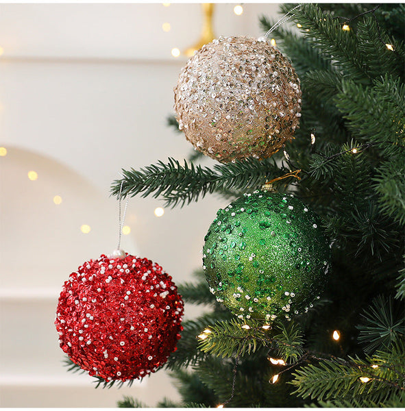 Christmas Tree Ornament 10Cm Pearl Sequin Foam Ball Decorative Hanging Window Decoration Seasonal Decorations