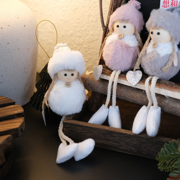 Christmas Angel Doll Decorative Plush Hanging Ornament For Tree Hotel Bar Counter Decoration Gift Box Accessories Seasonal Decorations