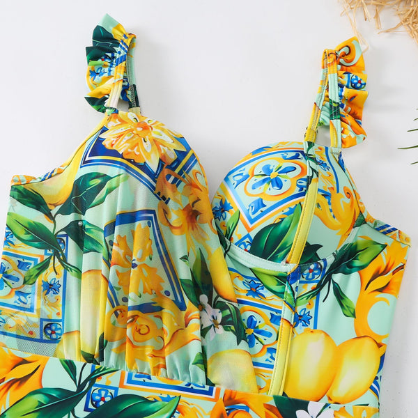 Conjoined Conservative Fly Edge Cover Belly Slimming  Skirt Style Swimsuit Women's Wrapped Set Swimwear