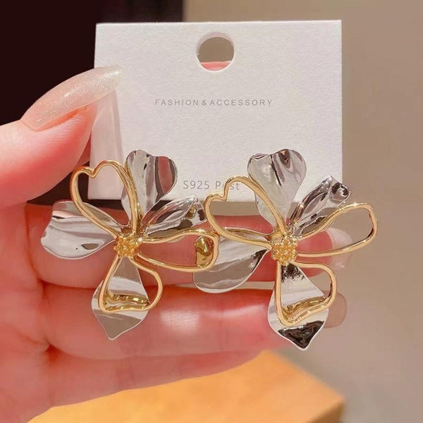 Veile Studios Metal Cold Wind Flower For Women Personalised Alloy Accessory Earrings