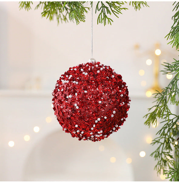 Christmas Tree Ornament 10Cm Pearl Sequin Foam Ball Decorative Hanging Window Decoration Seasonal Decorations