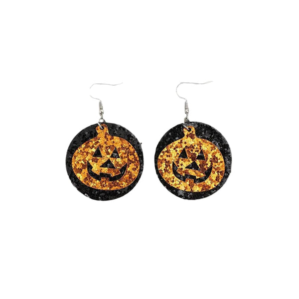 Pu Leather Pumpkin Earrings