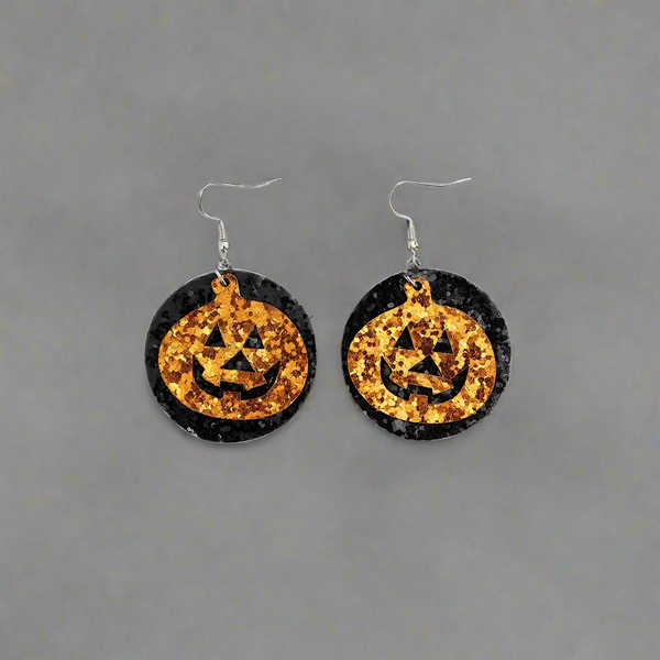 Pu Leather Pumpkin Earrings