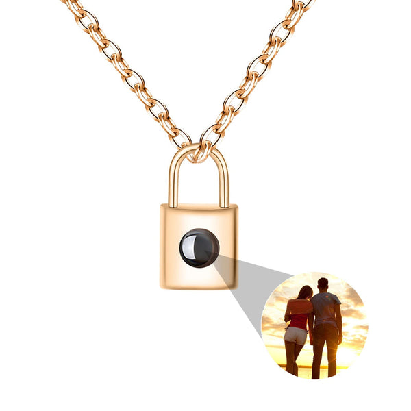 New Lock Head Projection Necklace For Women European And American Personality 100 Languages Graduation Customization Color Photos Necklaces & Pendants