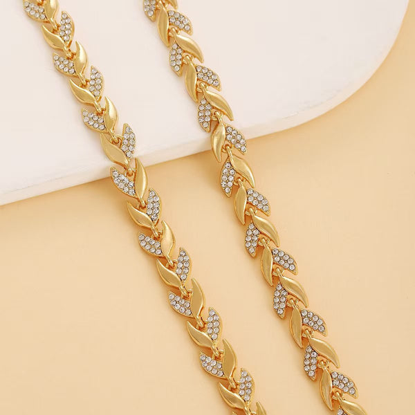 Luxury Leaf Shaped Rhinestone Bracelet And Necklace Set Sparkling Mermaid Full Party Jewelry For Women Bracelets