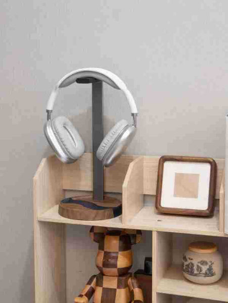 Premium Walnut Wood Real Headphone Stand Wooden Display Rack Gaming Creative Over Ear Hanger Mounts & Holders