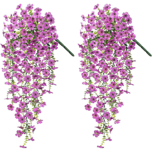 Purple Hanging Artificial Flowers Vines For Wedding Arch Home Garden Party Autumn Decor Fake Eucalyptus Plant 2 Pc Artificial Plants