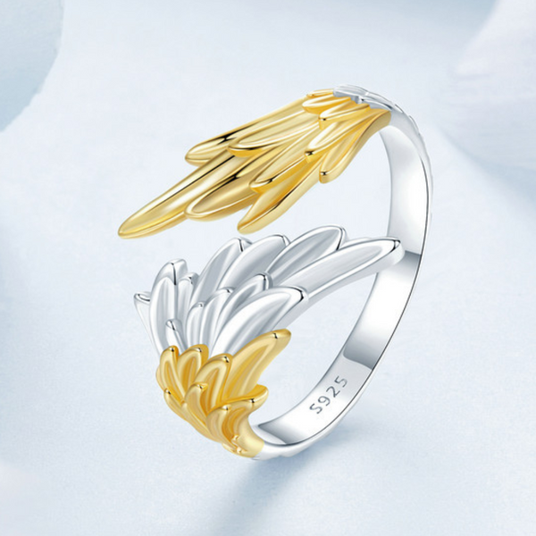 Veile Studios Original 14K Gold Plated Wing Opening Ring For Men And Women In Silver Rings