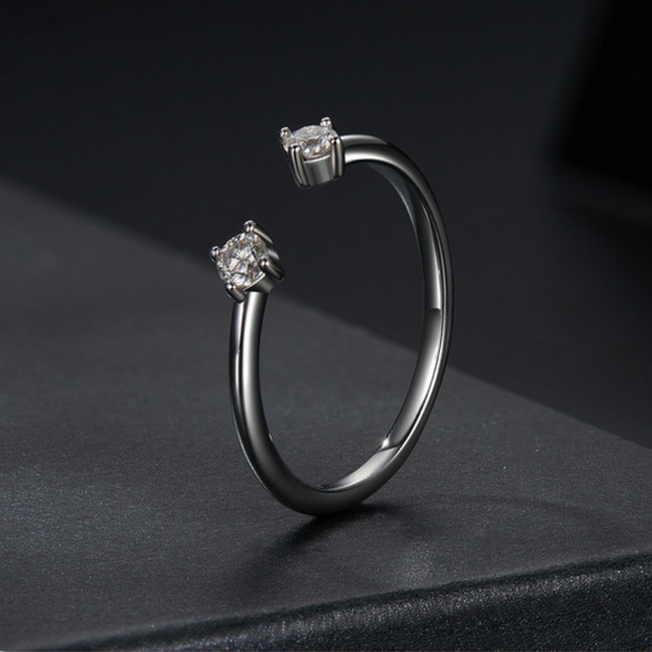 Veile Studios Silver Charm Moissanite Open Ring Fashionable Versatile Stackable S925 Rings
