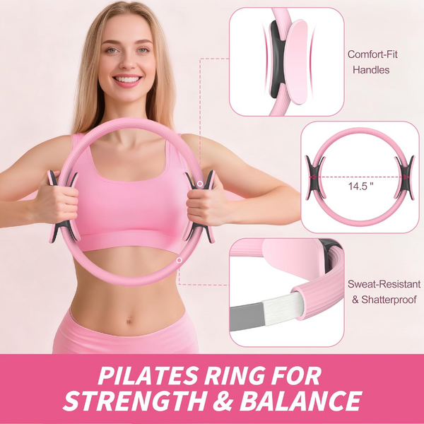 6 Colours Pilates Yoga Ring Magic Circle Fitness Equipment For Toning Slim Legs Pink Pilates Rings